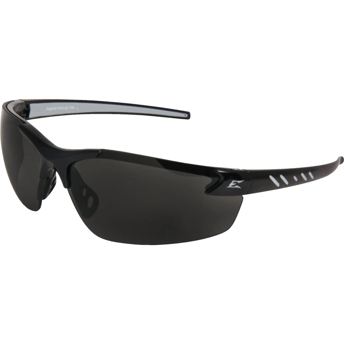 Effective Edge Eyewear Zorge G2 Gloss Black Frame Safety Glasses with Smoke Lenses Detailed
