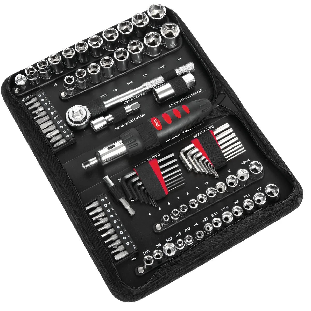 Functional Do it 1 4 In. 3 8 In. Drive 6 8-Point Standard Metric Mechanic Automative Tool Set 83-Piece High-End