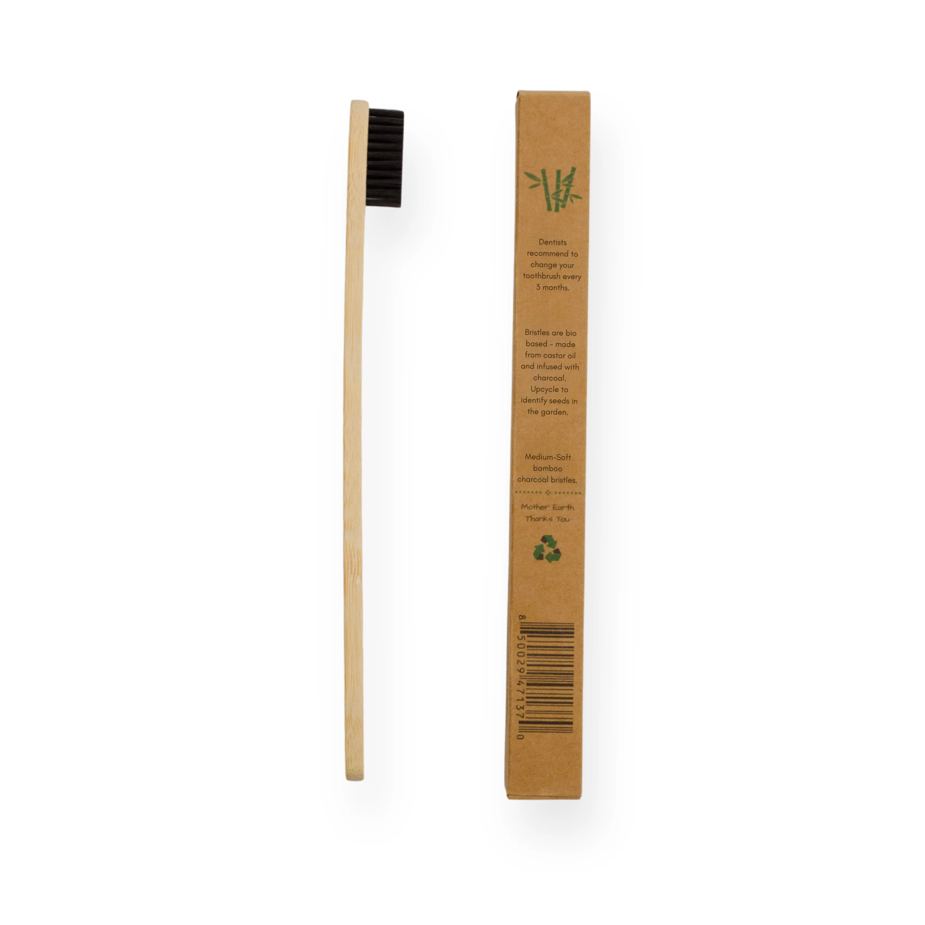 Fast Me Mother Earth Bamboo Charcoal Toothbrush with Castor Oil Bristles Modern