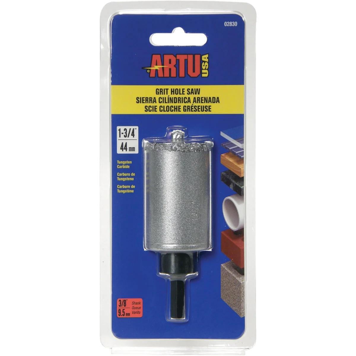 Healthy ARTU 1-3 4 In. Tungsten Carbide Grit Hole Saw with Arbor and Pilot Bit Practical