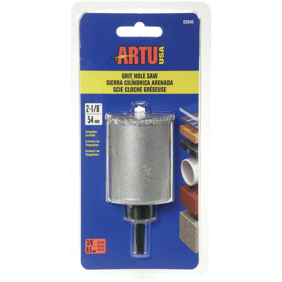 First-Class ARTU 2-1 8 In. Tungsten Carbide Grit Hole Saw with Arbor and Pilot Bit Fine Crafted