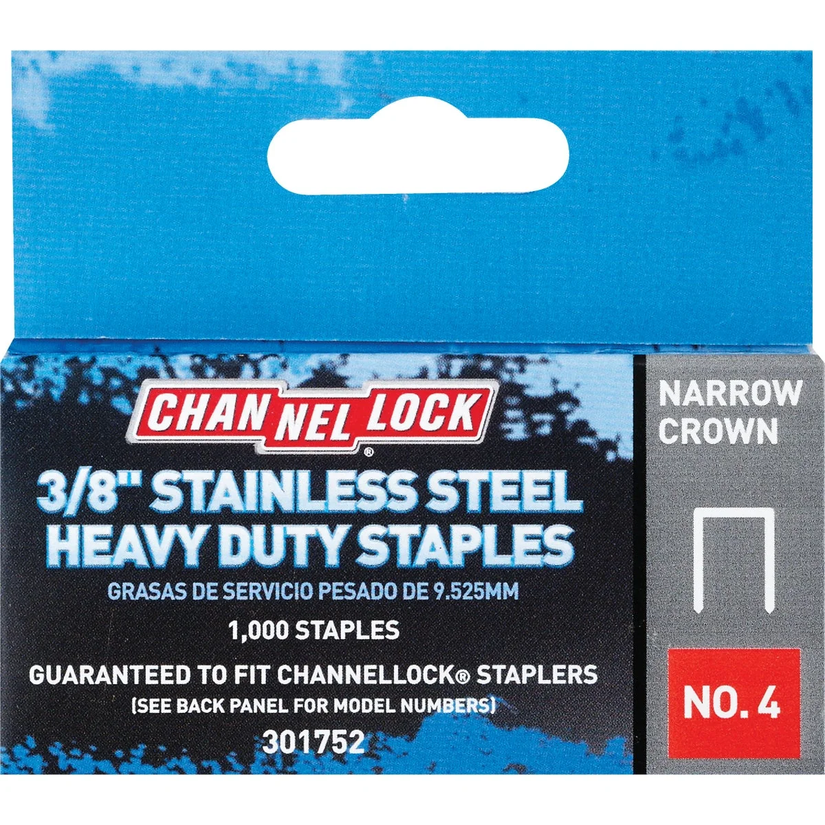 World-Class Channellock No. 4 Narrow Crown Stainless Steel Staple 3 8 In. 1000-Pack Artisan