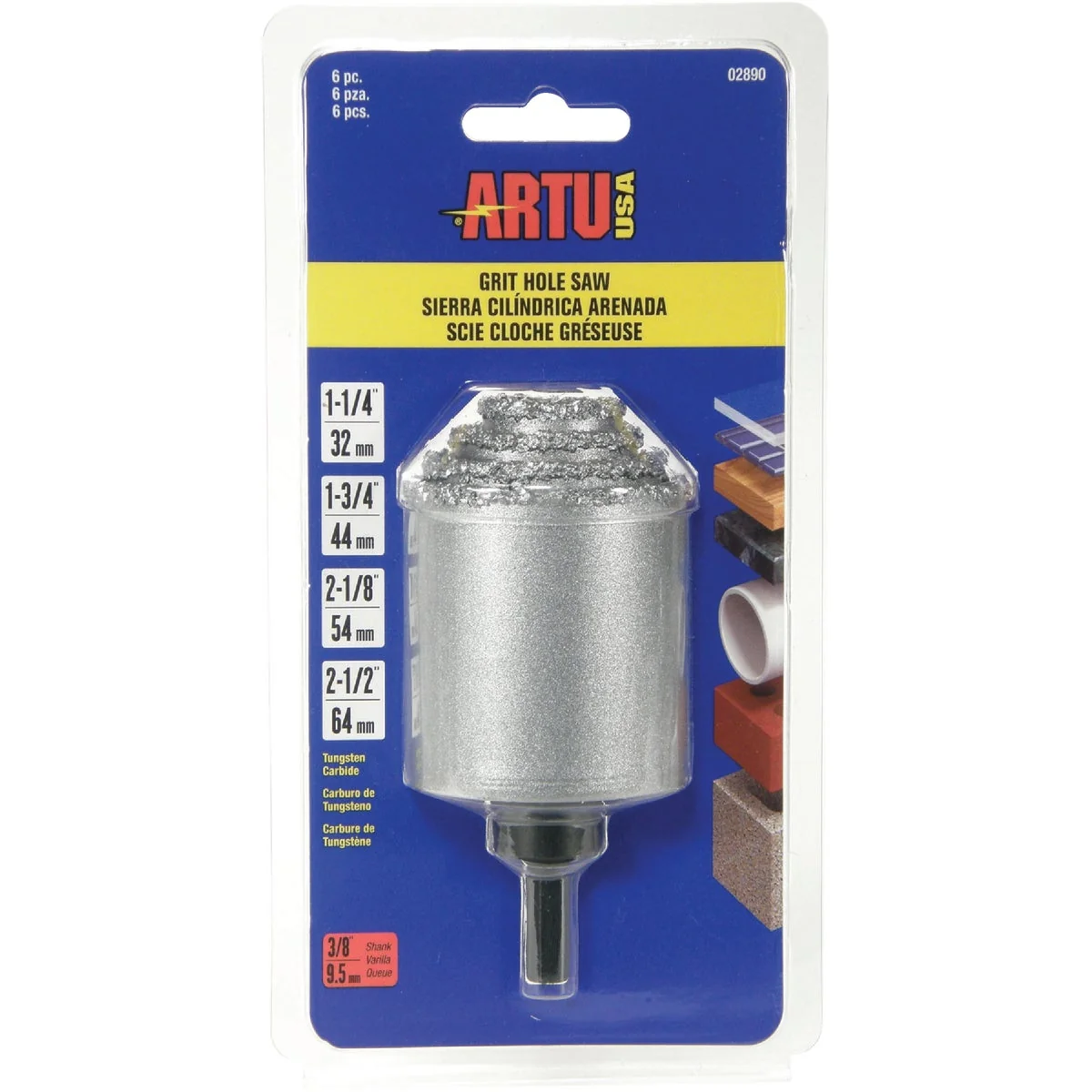 Top-Quality ARTU Tungsten Carbide Grit Hole Saw Set 6-Piece Exceptional