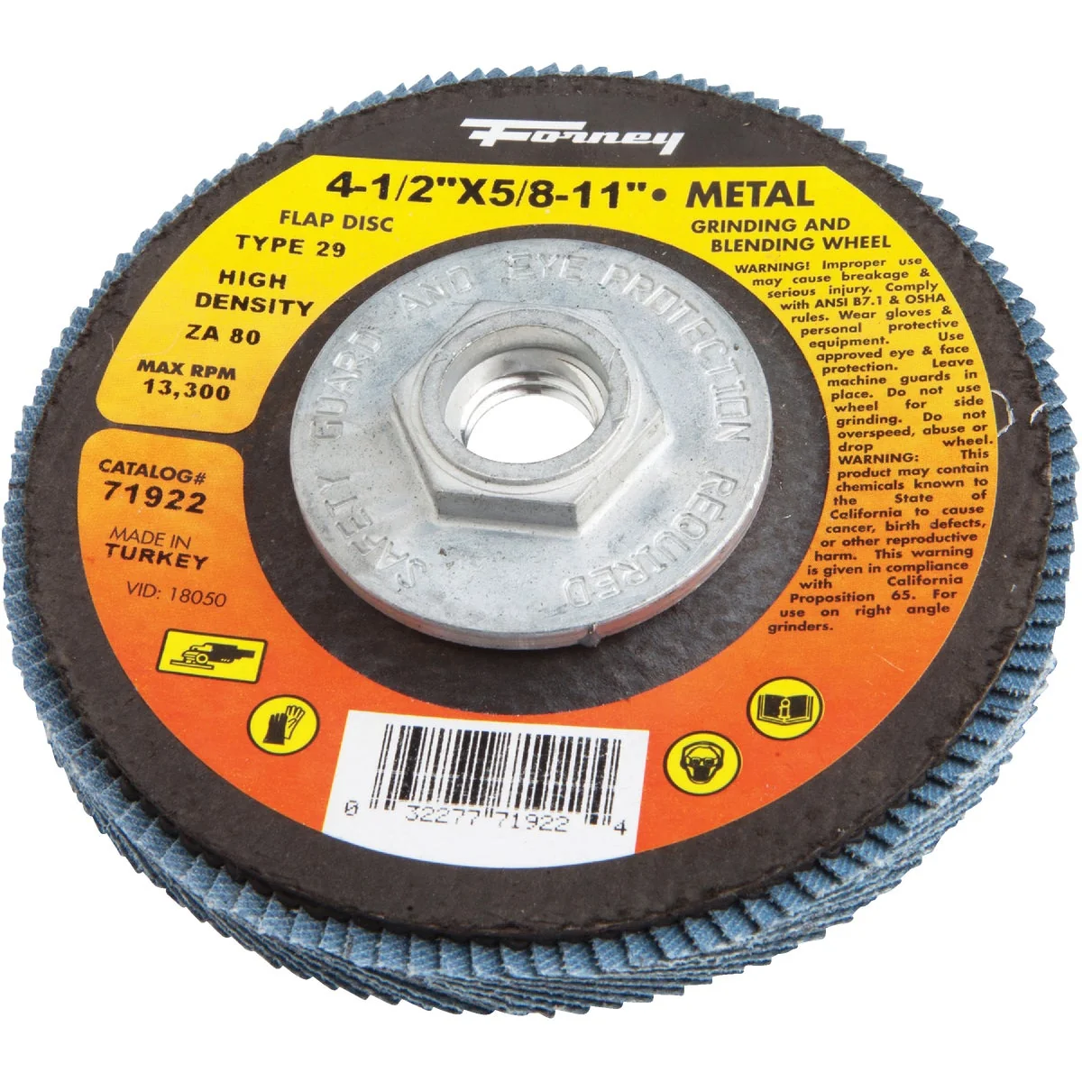 Eco-Friendly Forney 4-1 2 In. x 5 8 In.-11 80-Grit Type 29 High Density Blue Zirconia Angle Grinder Flap Disc Fast