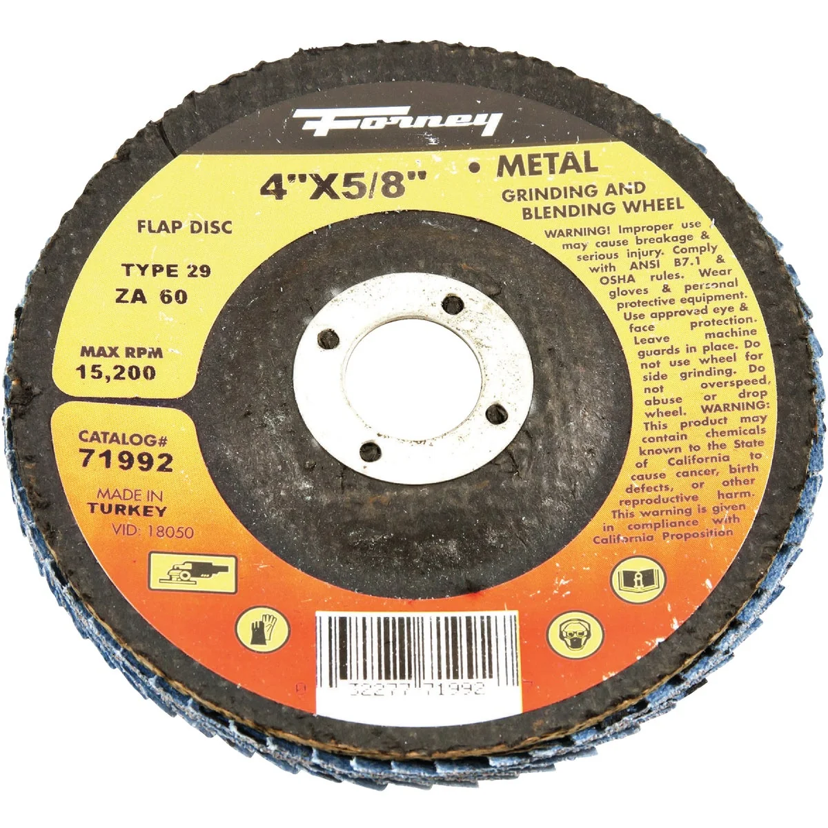 Exclusive Forney 4 In. x 5 8 In. 60-Grit Type 29 Blue Zirconia Angle Grinder Flap Disc Powerful
