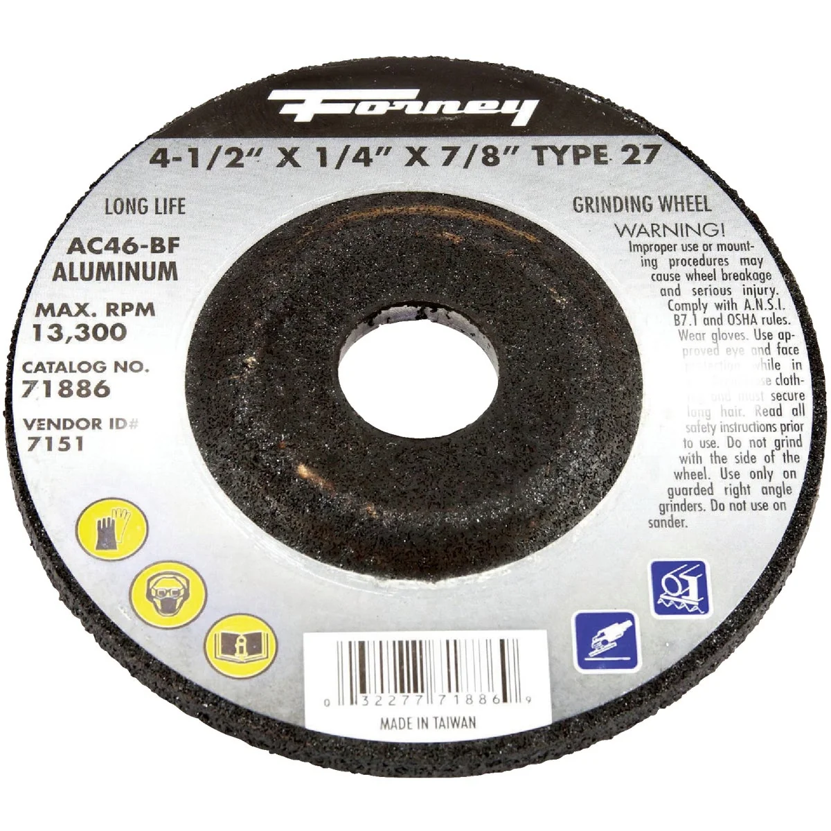 Prestigious Forney Type 27 4-1 2 In. x 1 4 In. x 7 8 In. Aluminum Grinding Cut-Off Wheel Next-Generation