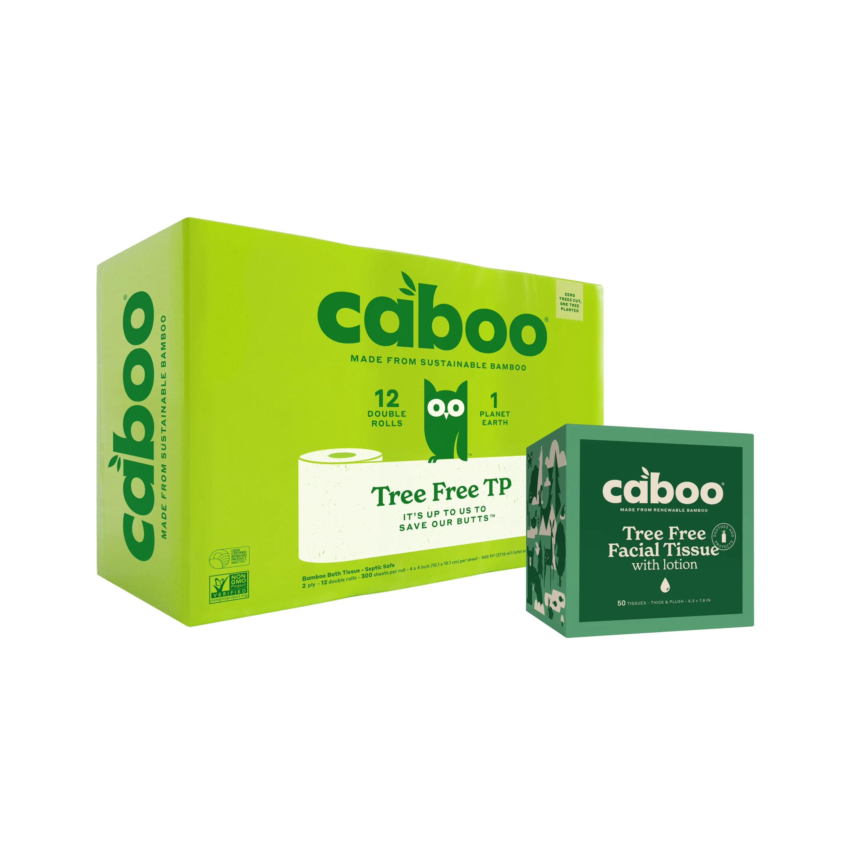 Secure Caboo Buy 12 Rolls of 2-Ply Bath Tissue Get a Lotion Facial Tissue Cube Durable
