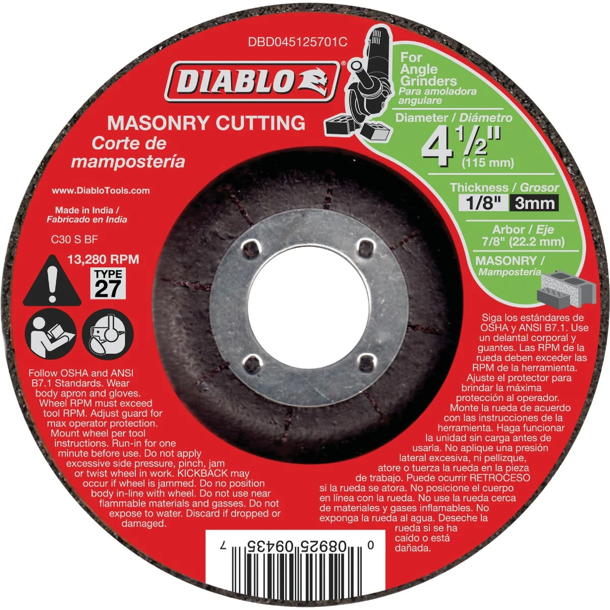 Minimalist Diablo Type 27 4-1 2 In. x 1 8 In. x 7 8 In. Masonry Cut-Off Wheel Specialty