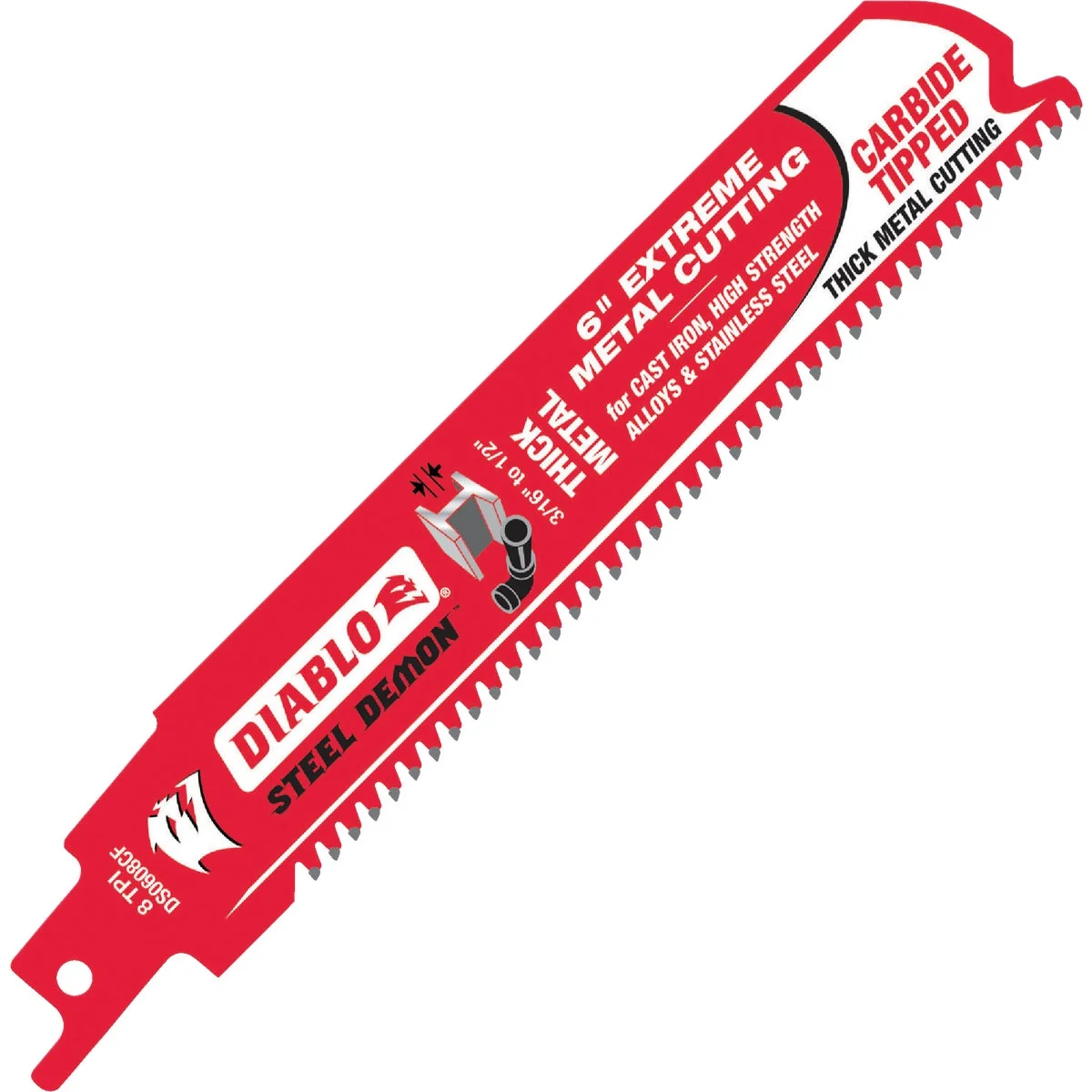 Recyclable Diablo Steel Demon 6 In. 8 TPI Carbide Thick Metal Reciprocating Saw Blade Functional