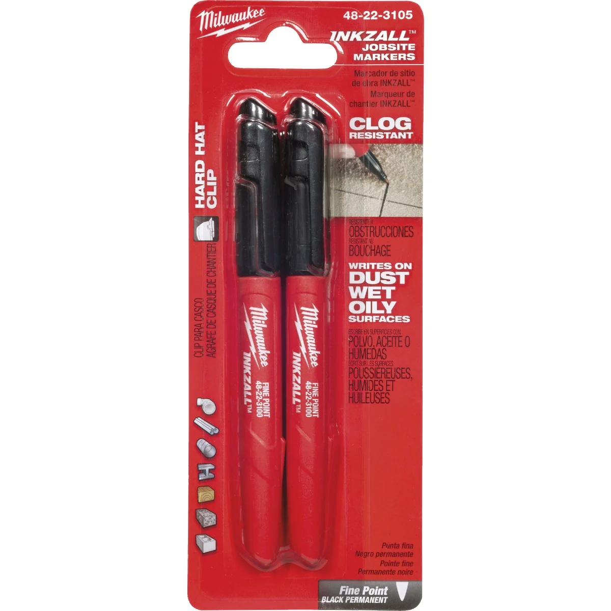 Contemporary Milwaukee INKZALL Fine Point Black Job Site Marker 2-Pack Efficient