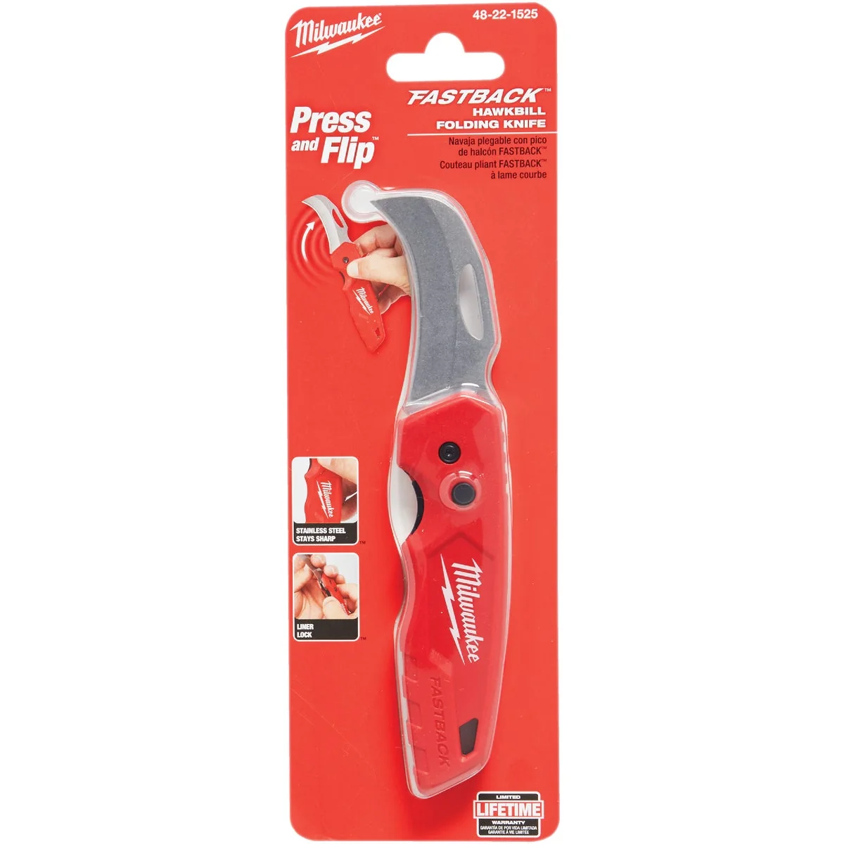Superior Milwaukee FASTBACK Hawkbill 2-1 4 In. Folding Pocket Knife Recyclable