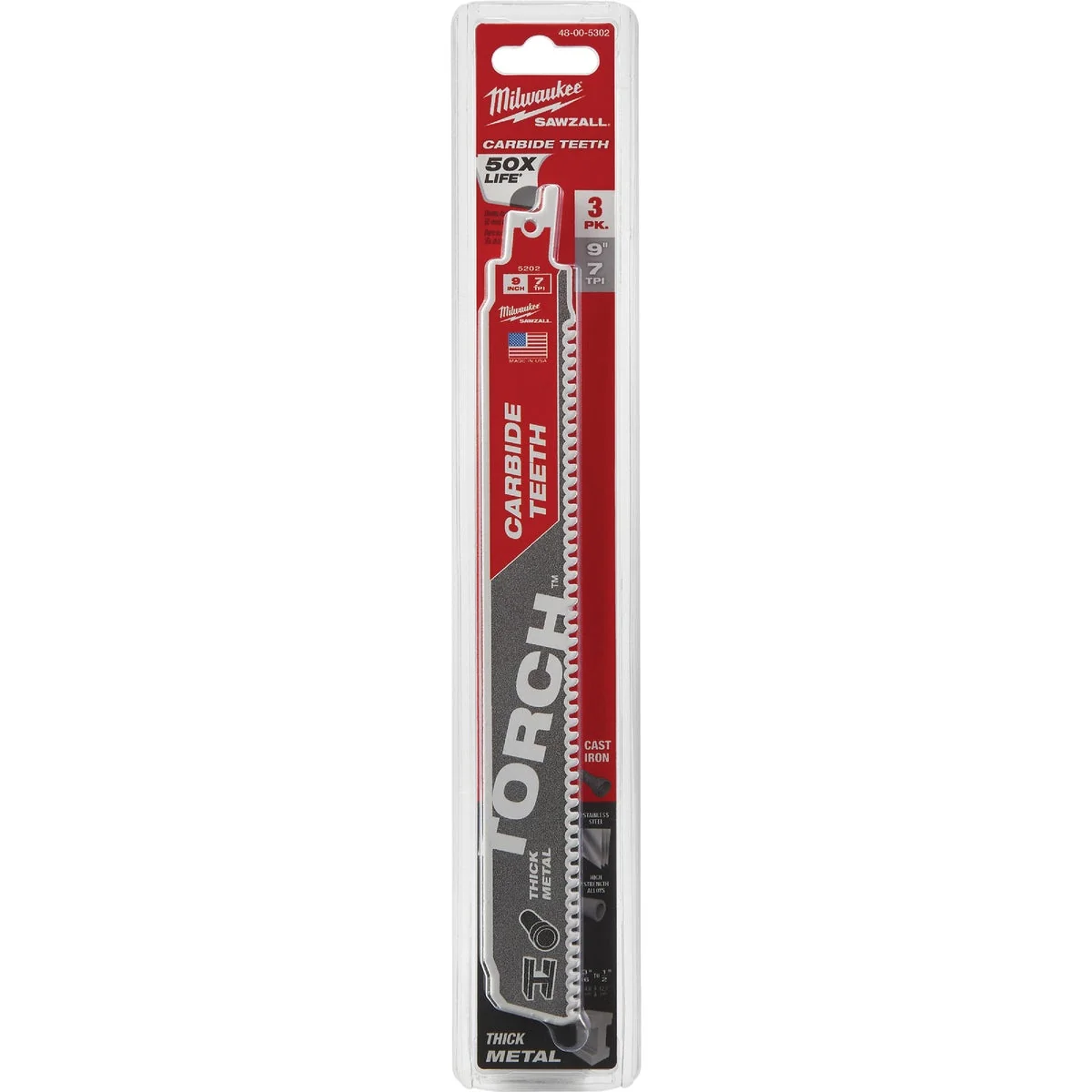 Solid Milwaukee The Torch Sawzall 9 In. 7 TPI Metal Demolition Reciprocating Saw Blade with Carbide Teeth 3-Pack Expertly Made