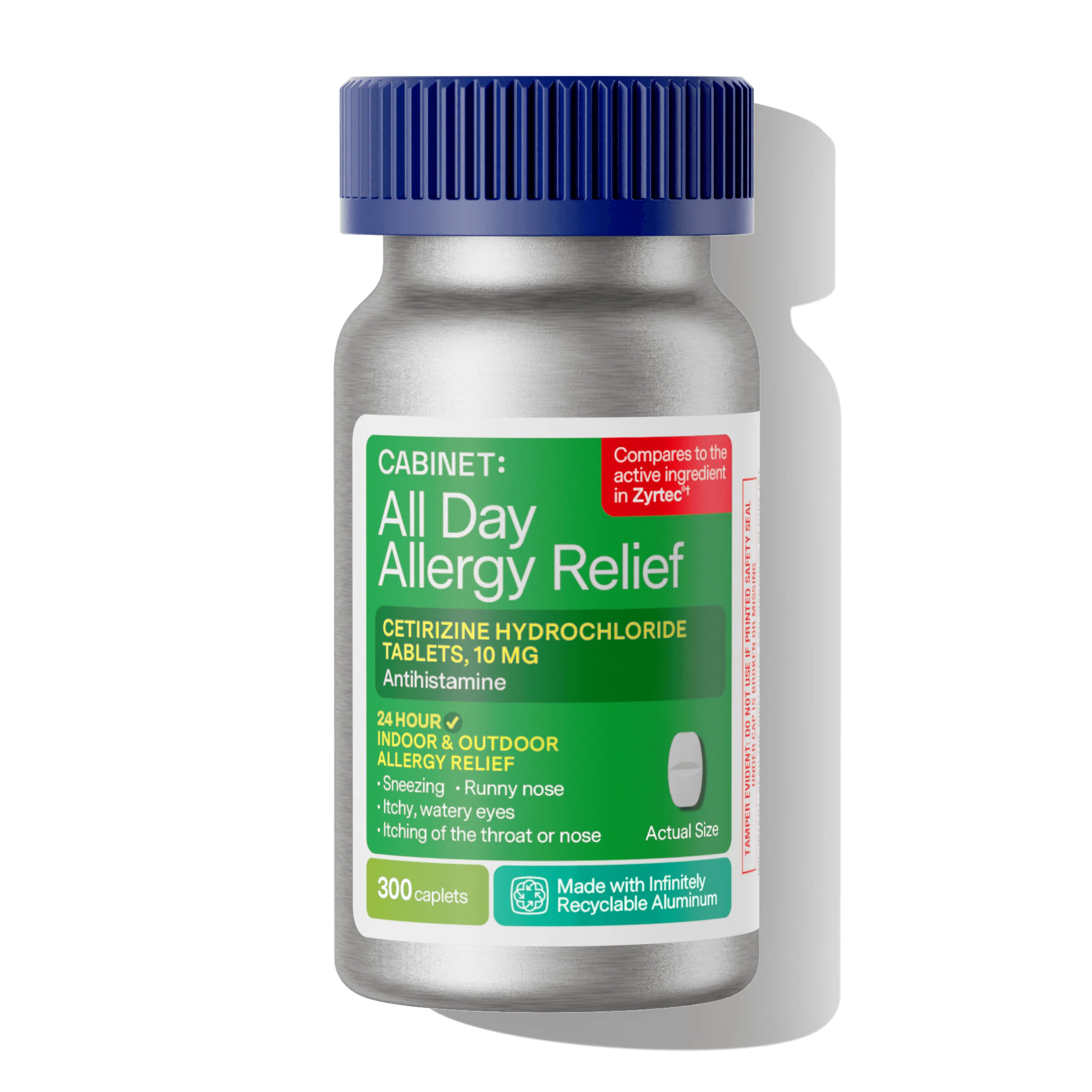 Secure Cabinet Health All Day Allergy Relief Caplets - Cetirizine HCl 10mg Environmentally Friendly