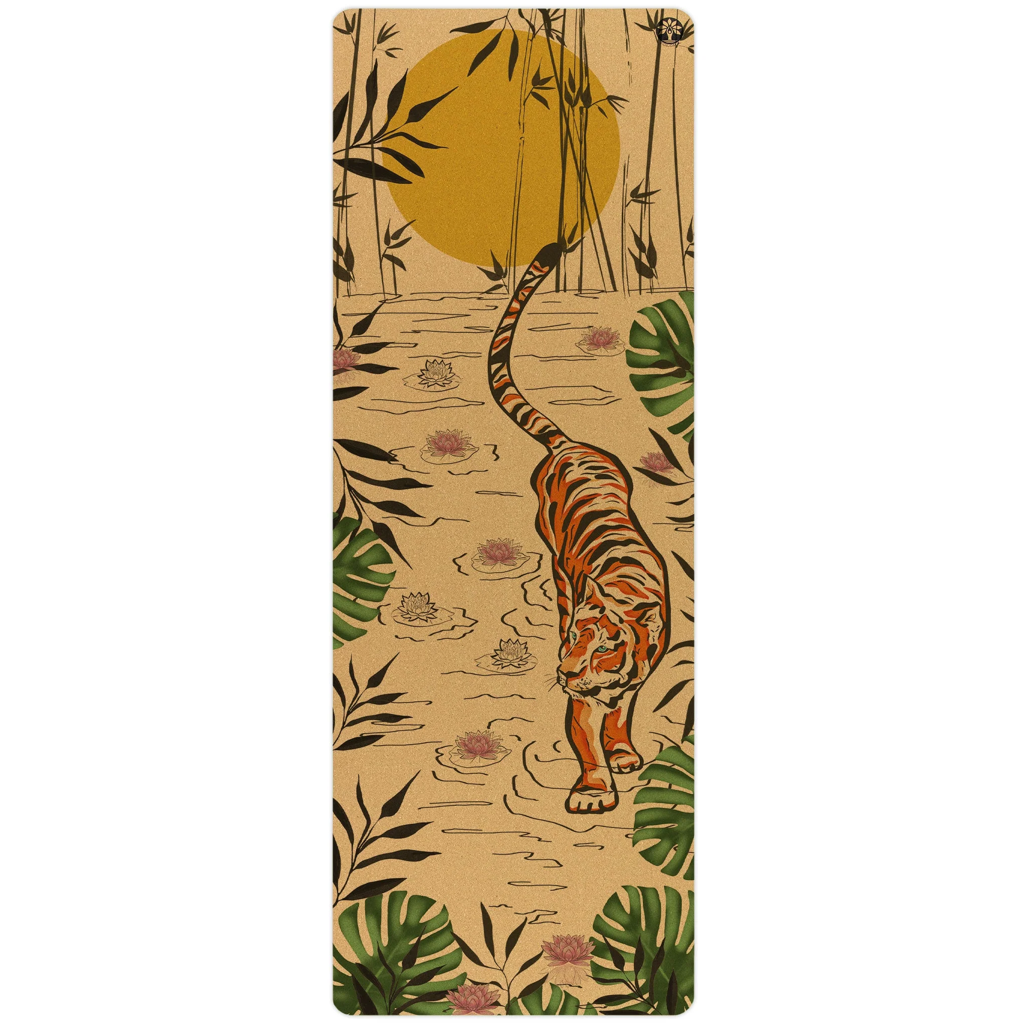 Smart Yoloha Yoga Aura Cork Yoga Mat - Tiger Lotus Comfortable