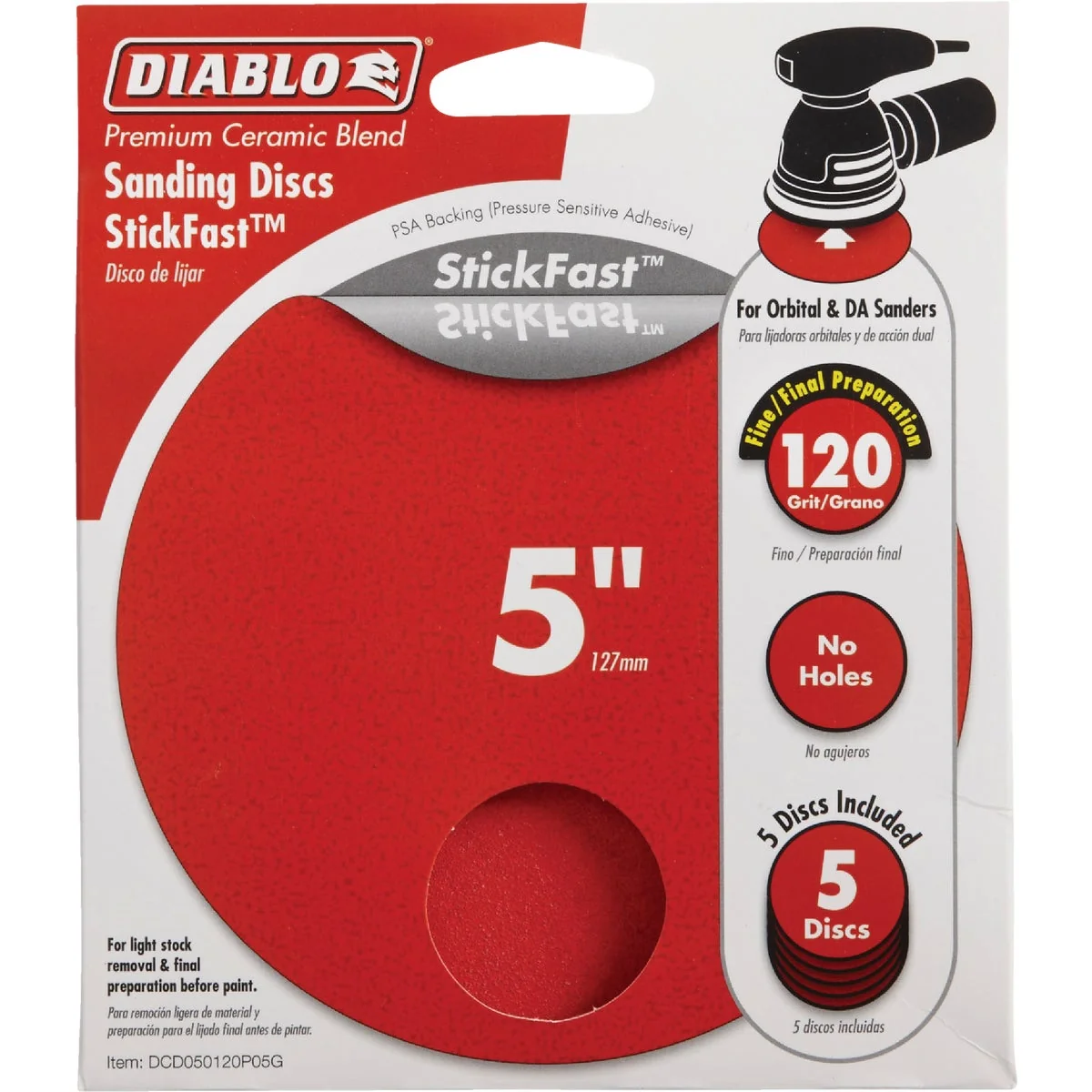 Professional Diablo StickFast 5 In. 120 Grit Sanding Disc 5-Pack Fine Crafted