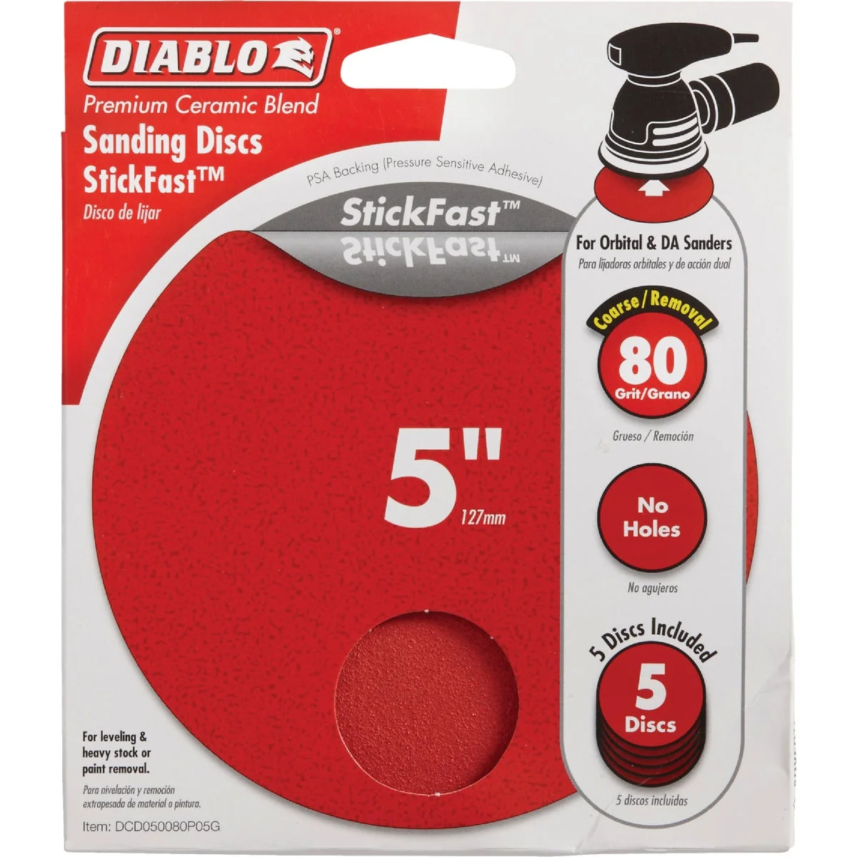 Efficient Diablo StickFast 5 In. 80 Grit Sanding Disc 5-Pack World-Class