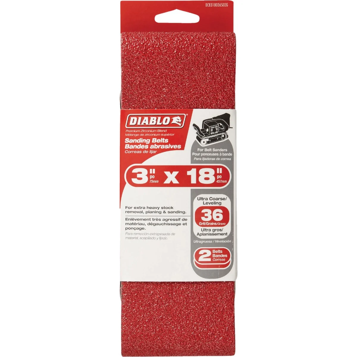 Excellent Diablo 3 In. x 18 In. 36 Grit General Purpose Sanding Belt 2-Pack First-Class