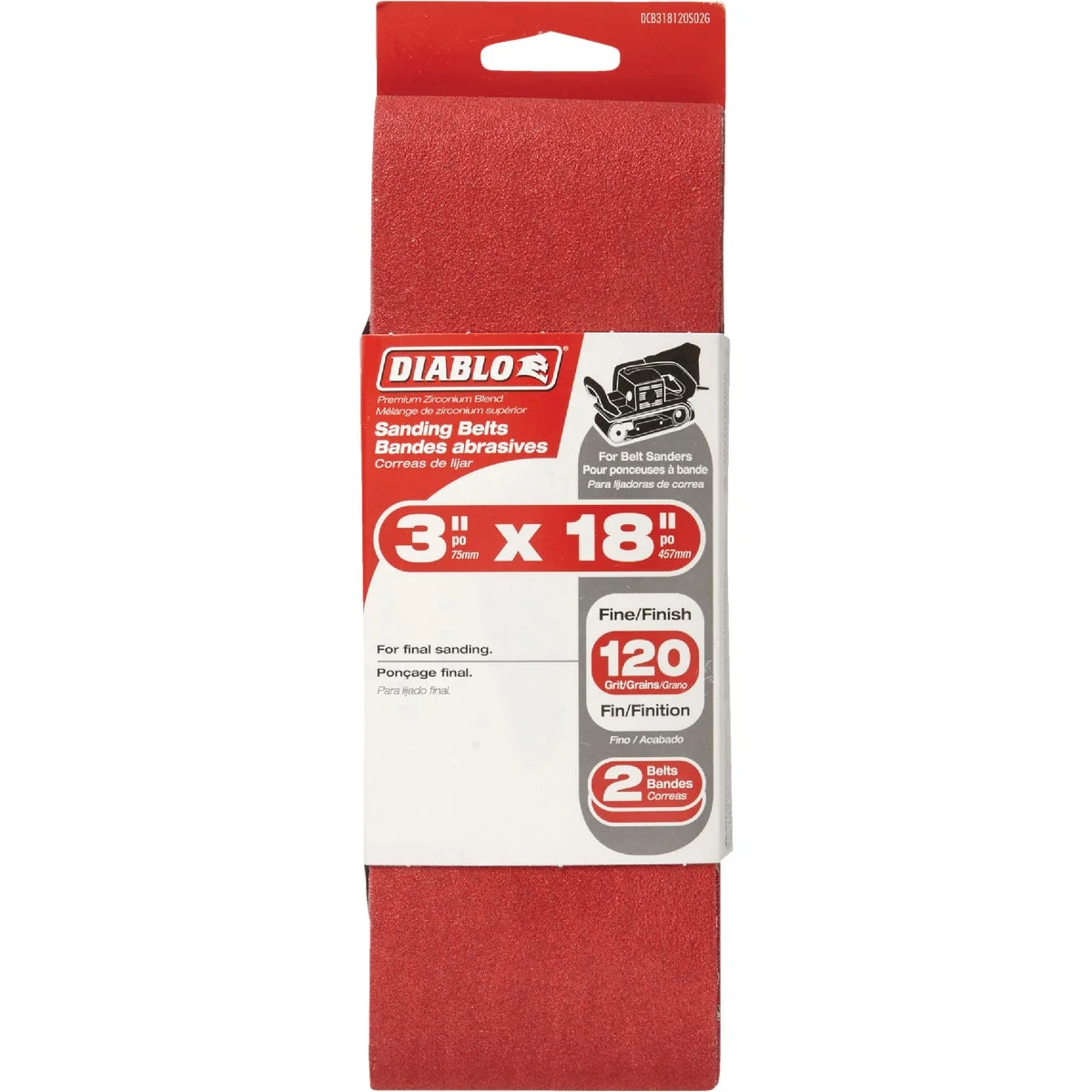 Traditional Diablo 3 In. x 18 In. 120 Grit General Purpose Sanding Belt 2-Pack Responsible
