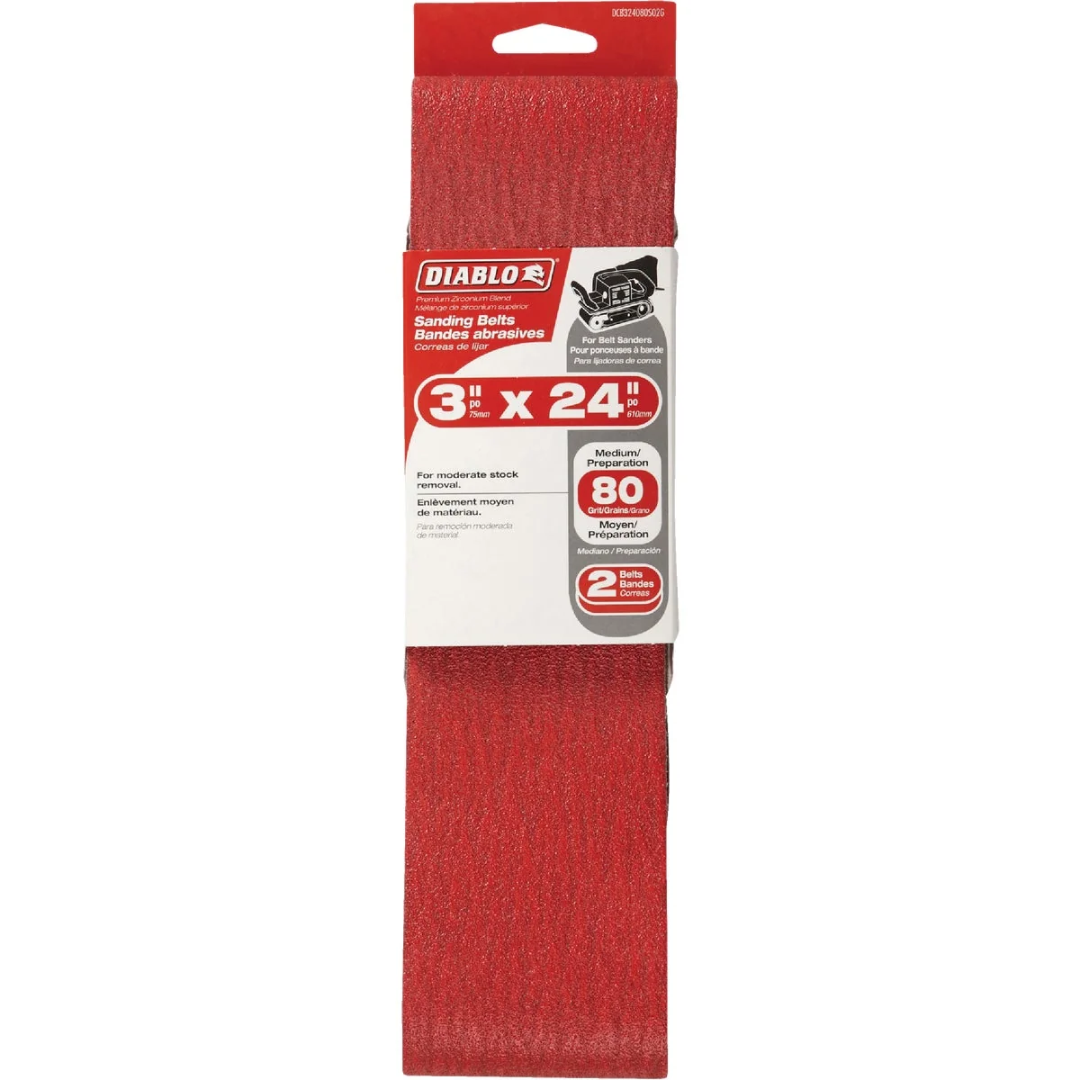 Easy-to-Use Diablo 3 In. x 24 In. 80 Grit General Purpose Sanding Belt 2-Pack Next-Generation
