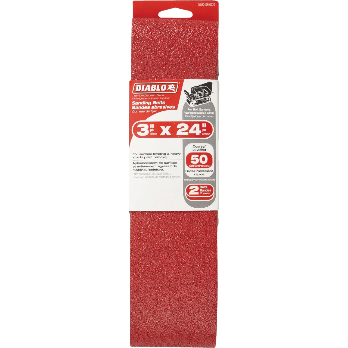 Responsible Diablo 3 In. x 24 In. 50 Grit General Purpose Sanding Belt 2-Pack Soft