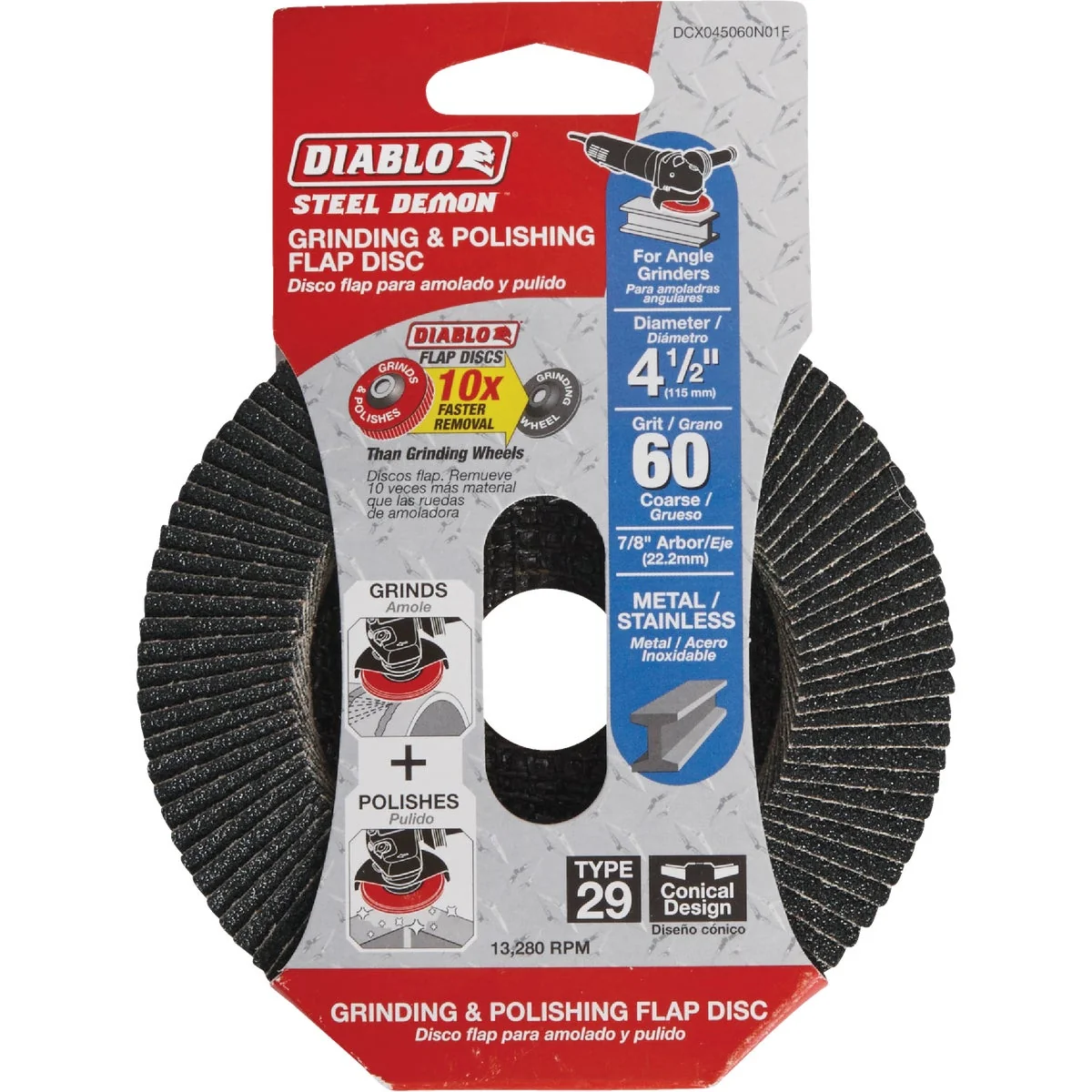 Sophisticated Diablo Steel Demon 4-1 2 In. x 7 8 In. 60-Grit Type 29 Angle Grinder Flap Disc Natural