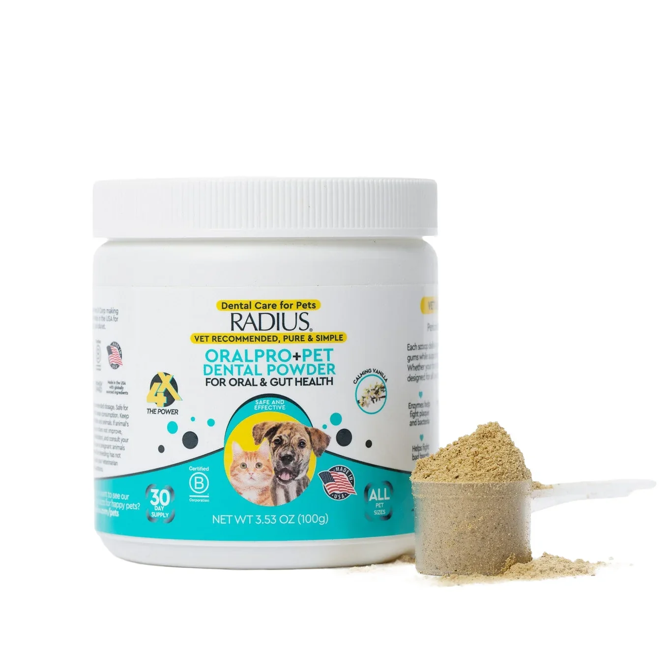 Sustainable Radius OralPro Pet Dental Gut Powder for Dogs Cats Secure