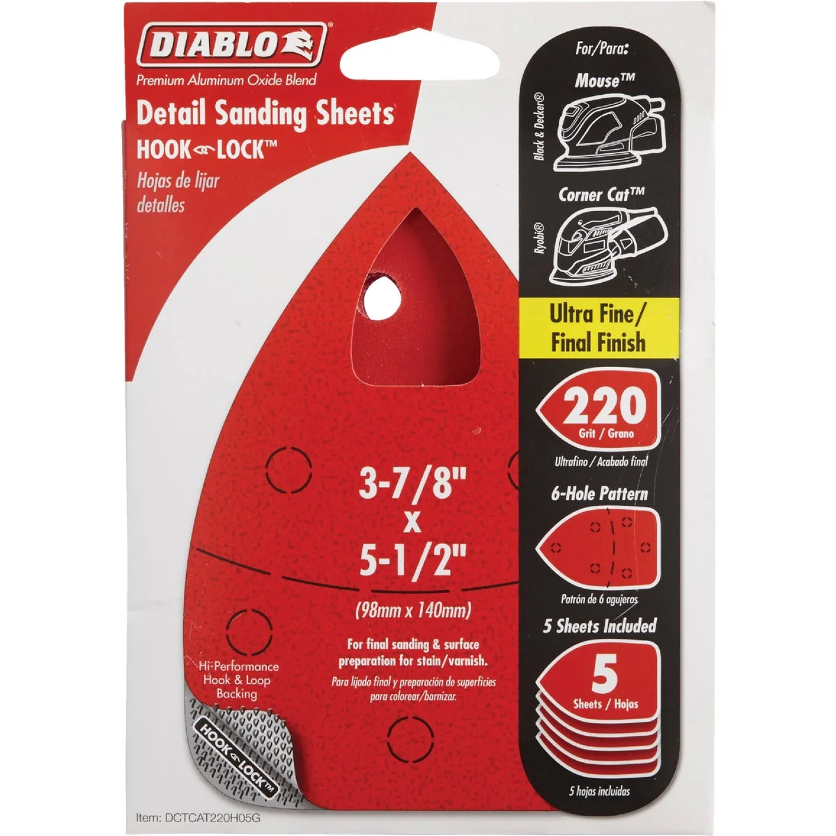 Proven Diablo 220 Grit Mouse Sandpaper 5-Pack Fast