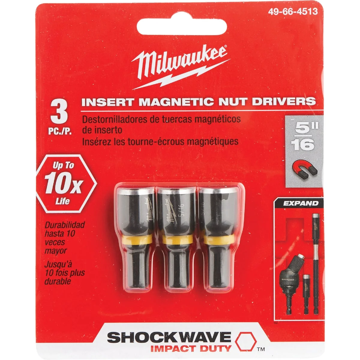 Fashionable Milwaukee 5 16 In. x 1-1 2 In. Insert Impact Nutdriver 3-Pack Efficient