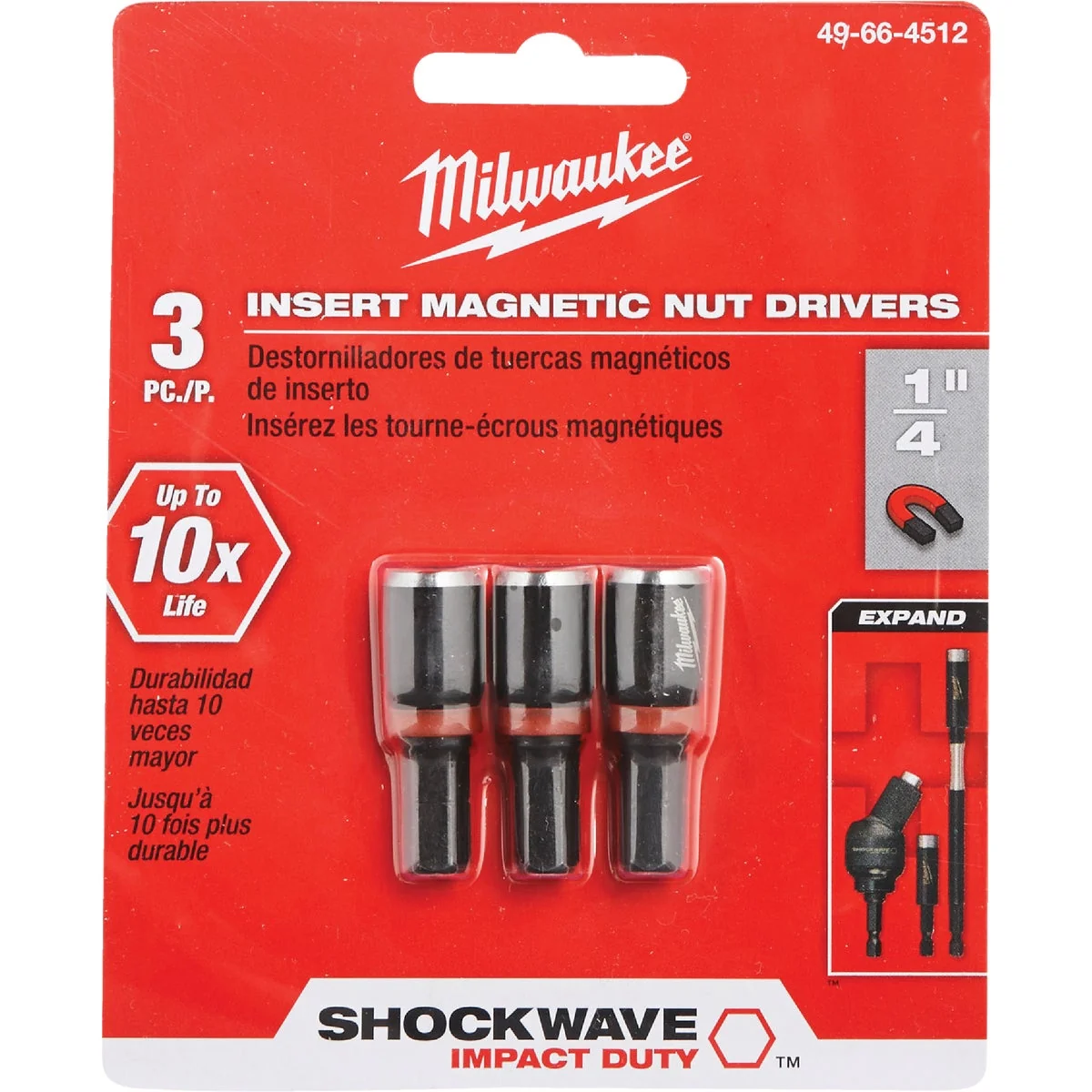 Premium Milwaukee 1 4 In. x 1-1 2 In. Insert Impact Nutdriver 3-Pack Quality