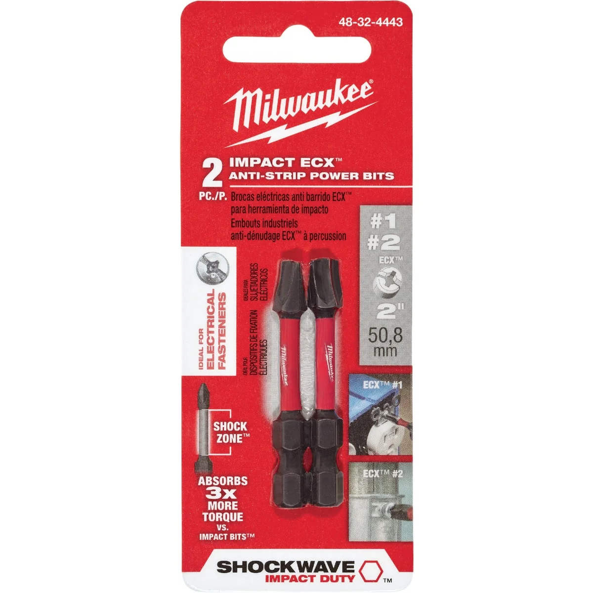 Environmentally Friendly Milwaukee Shockwave 1 and 2 ECX 2 In. Power Impact Screwdriver Bit 2-Pack Crafted
