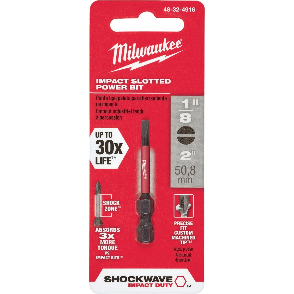 Quality Milwaukee Shockwave 1 8 In. Slotted 2 In. Power Impact Screwdriver Bit Innovative