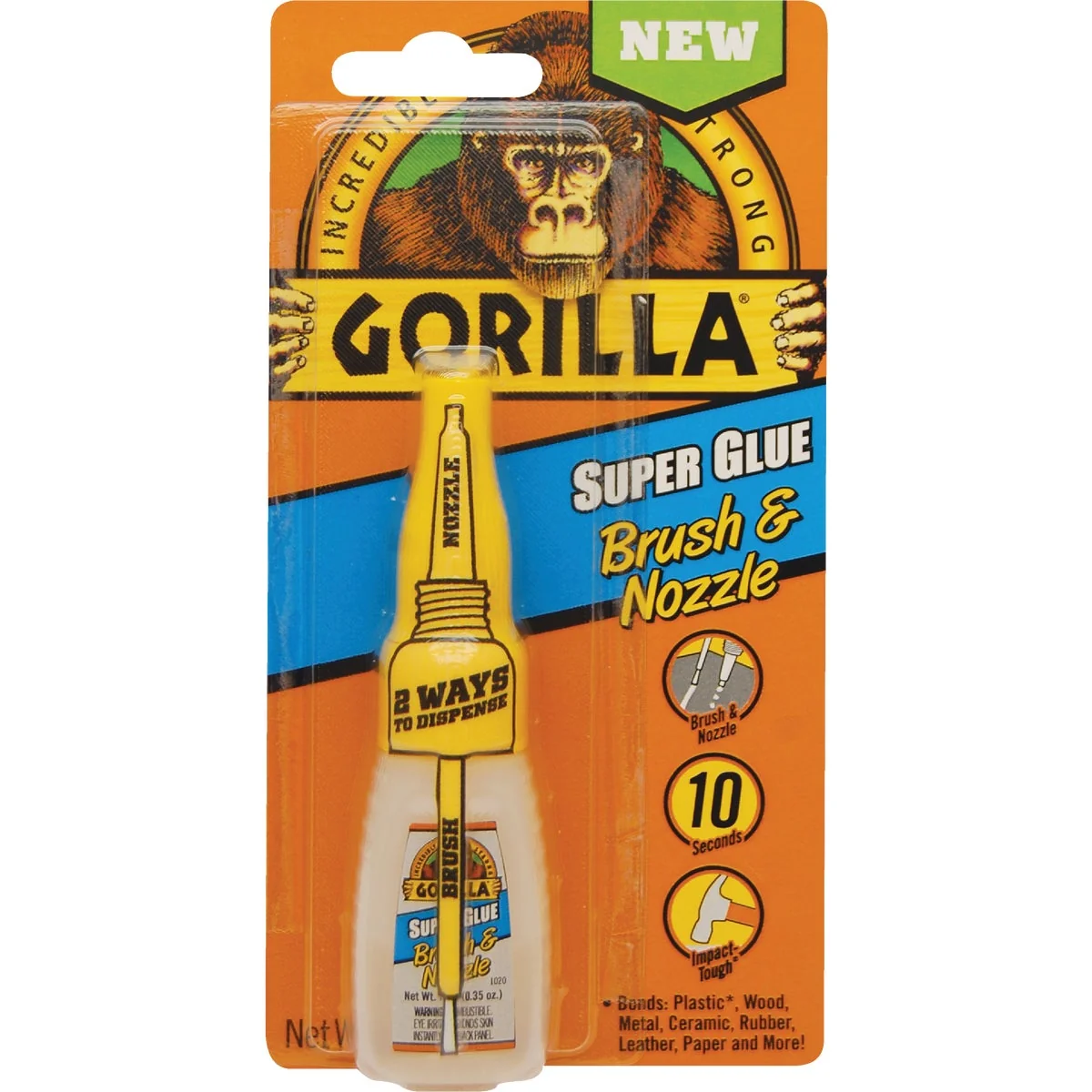 Green Gorilla 0.42 Oz. Liquid Bottle Brush Nozzle Super Glue Pure