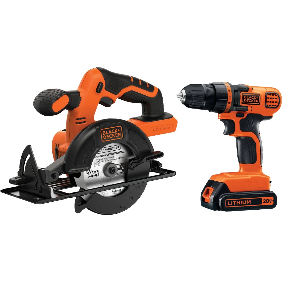 Recyclable Black Decker 2-Tool 20V MAX Lithium-Ion Circular Saw Drill Driver Cordless Tool Combo Kit Selected