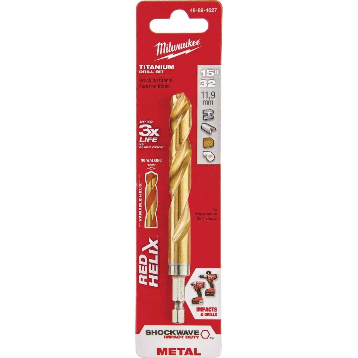Versatile Milwaukee Shockwave Impact Duty 15 32 In. Titanium Hex Shank Drill Bit Proven
