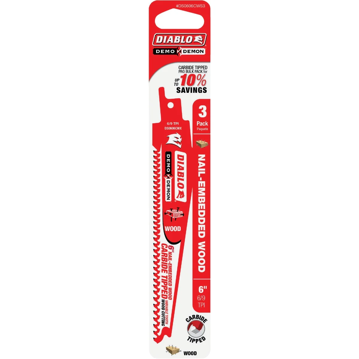 Sustainable Diablo Demo Demon 6 In. 6 TPI Carbide Wood w Nails Reciprocating Saw Blade 3-Pack Efficient