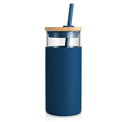 Reliable 20 oz Glass Tumbler with Lids and Straws Refined