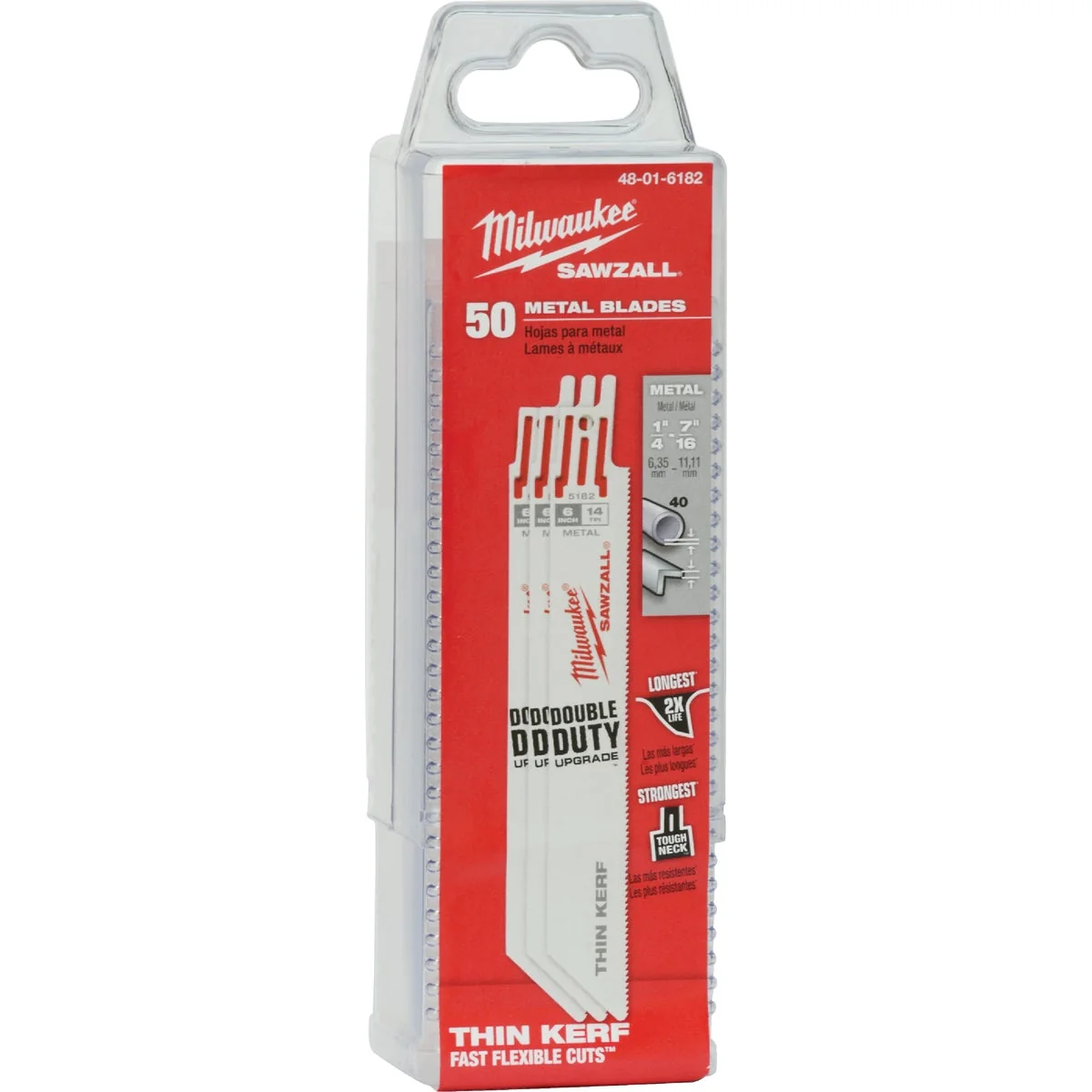 Powerful Milwaukee Sawzall 6 In. 14 TPI Metal Reciprocating Saw Blade 50-Pack Organic