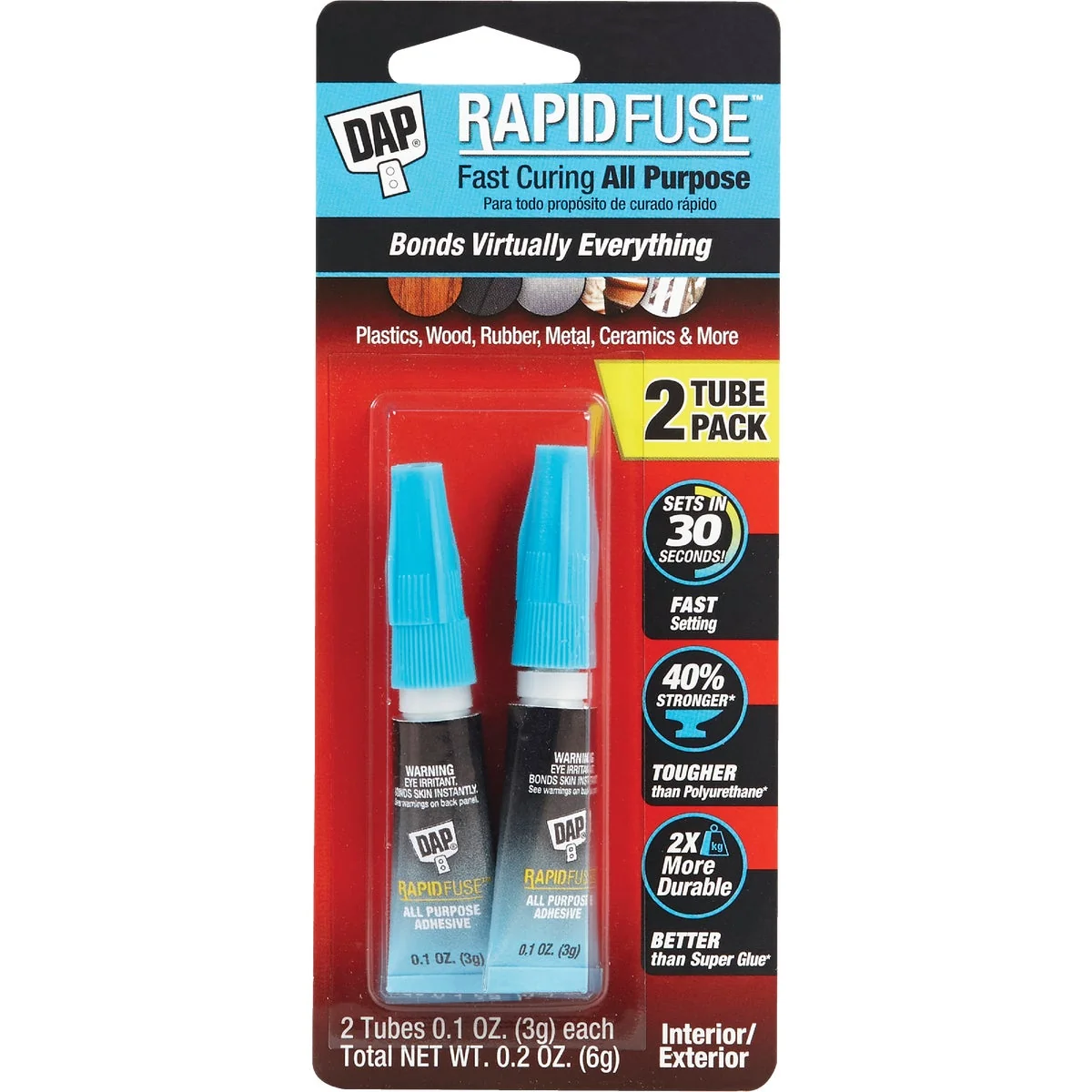 Official DAP RapidFuse 0.1 Oz. Clear Multi-Purpose Adhesive Tube 2-Pack Healthy