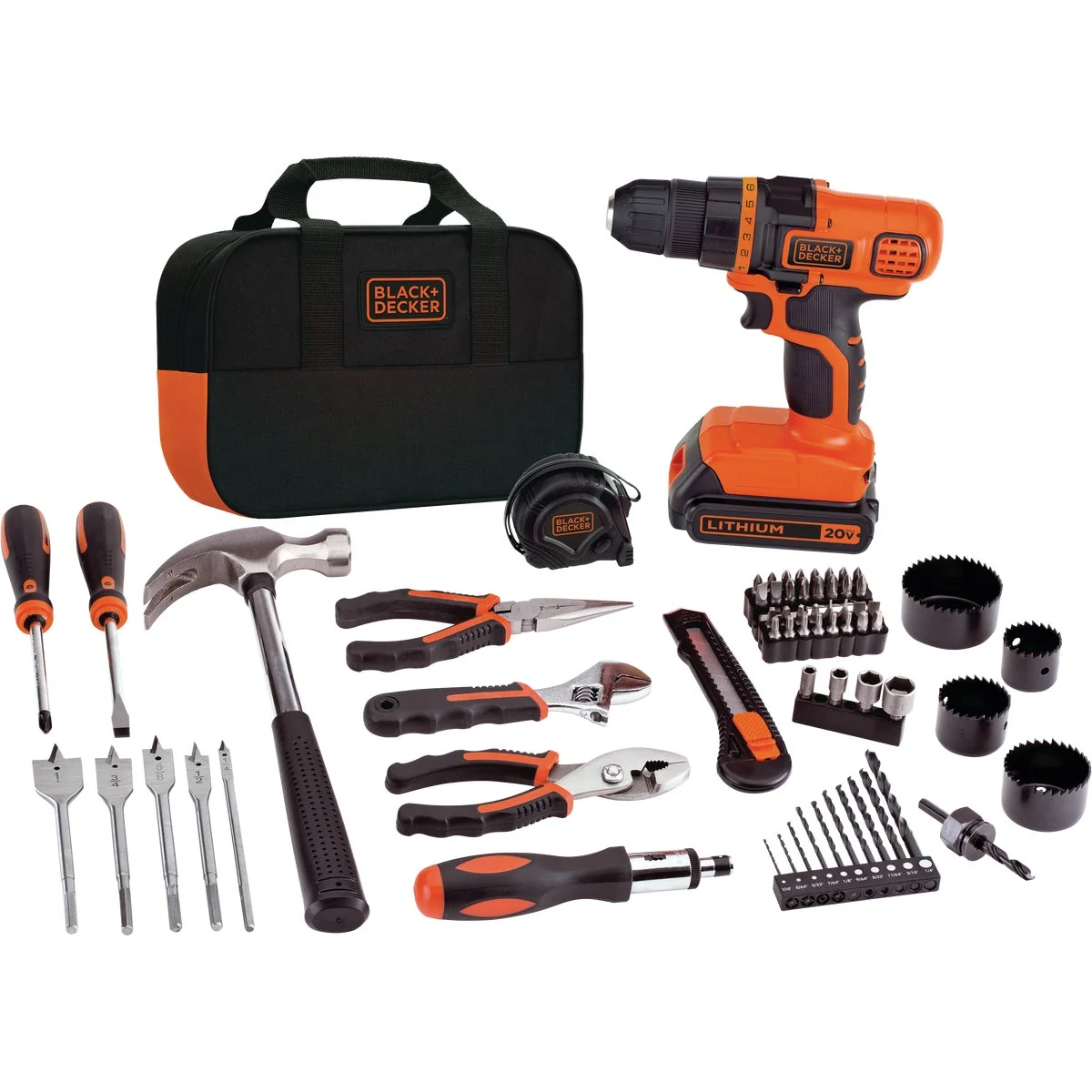 Eco-Friendly Black Decker 20 Volt MAX Lithium-Ion 3 8 In. Cordless Drill Project Kit 68-Piece Original
