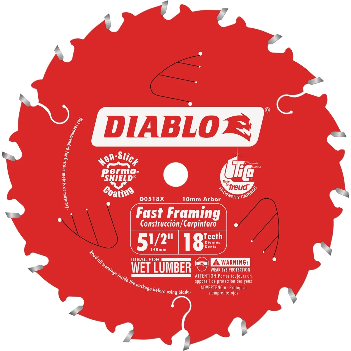 Innovative Diablo 5-1 2 In. 18-Tooth Fast Framing Circular Saw Blade with Bushings Green