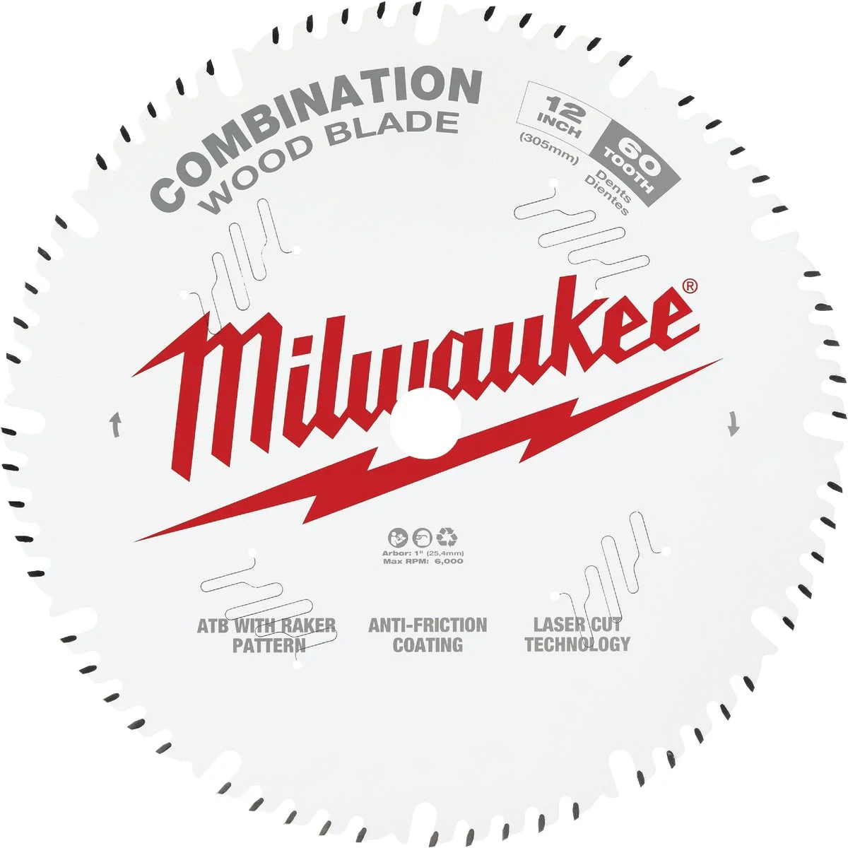 Detailed Milwaukee 12 In. 60-Tooth General Purpose Combination Wood Circular Saw Blade Durable