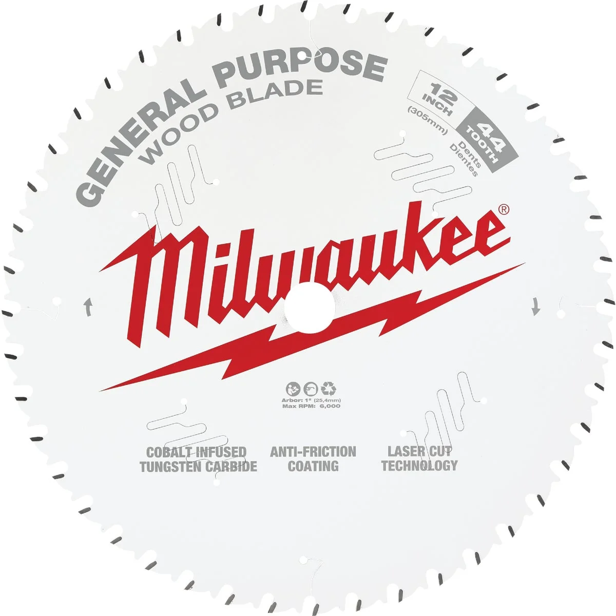 High-Quality Milwaukee 12 In. 44-Tooth General Purpose Wood Circular Saw Blade Elite
