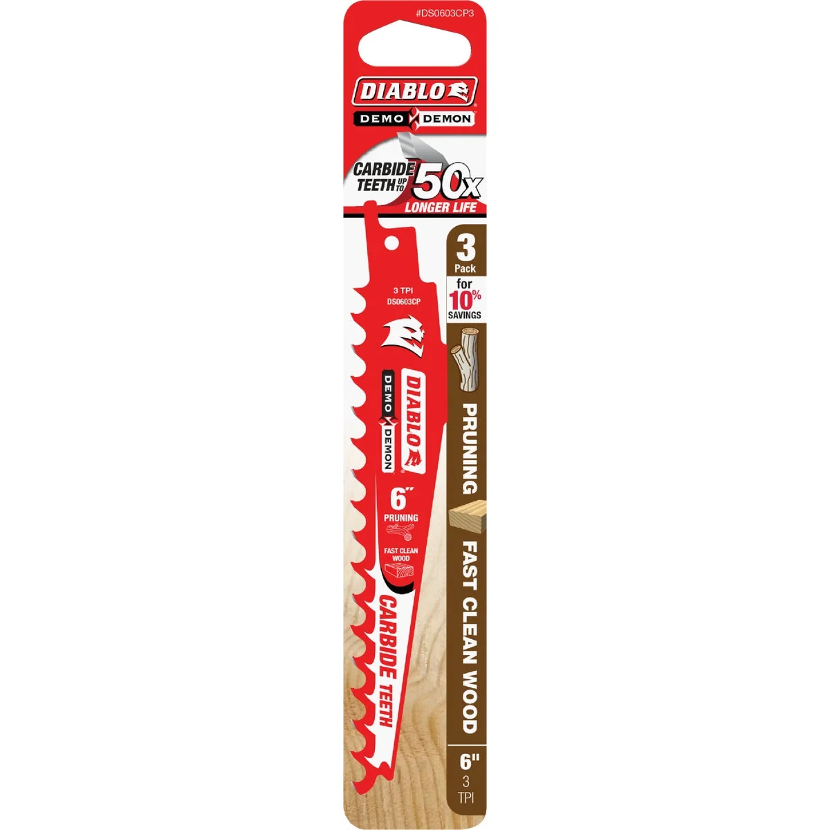 High-Grade Diablo Demo Demon 6 In. 3 TPI Carbide Pruning Reciprocating Saw Blade 3-Pack Elite