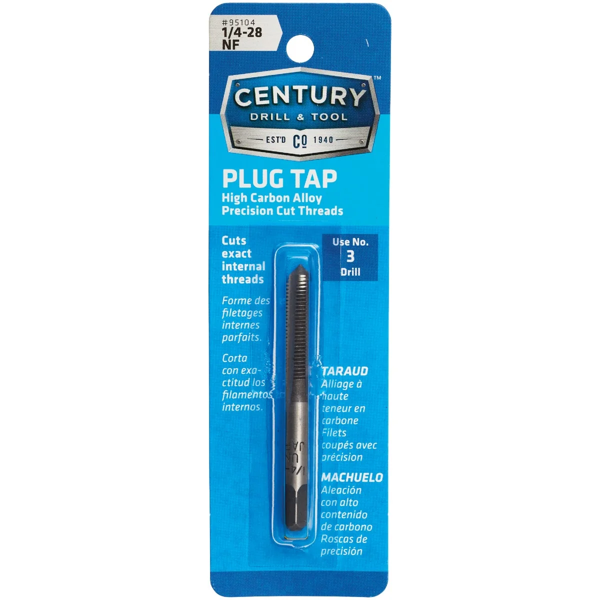 Official Century Drill Tool 1 4-28 Carbon Steel National Fine Tap-Plug Outstanding