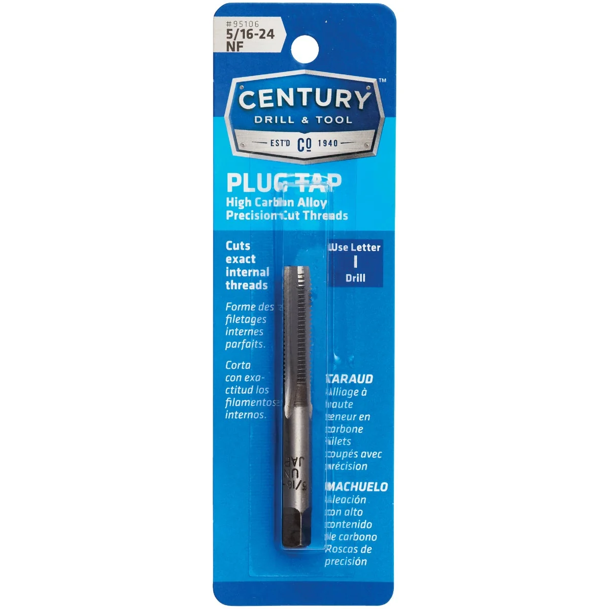 Modern Century Drill Tool 5 16-24 Carbon Steel National Fine Tap-Plug Organic