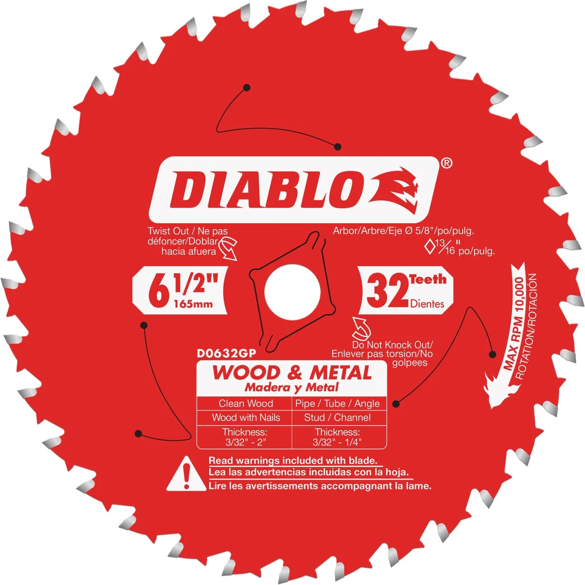 Reusable Diablo 6-1 2 In. 32-Tooth Wood Metal Circular Saw Blade Pure