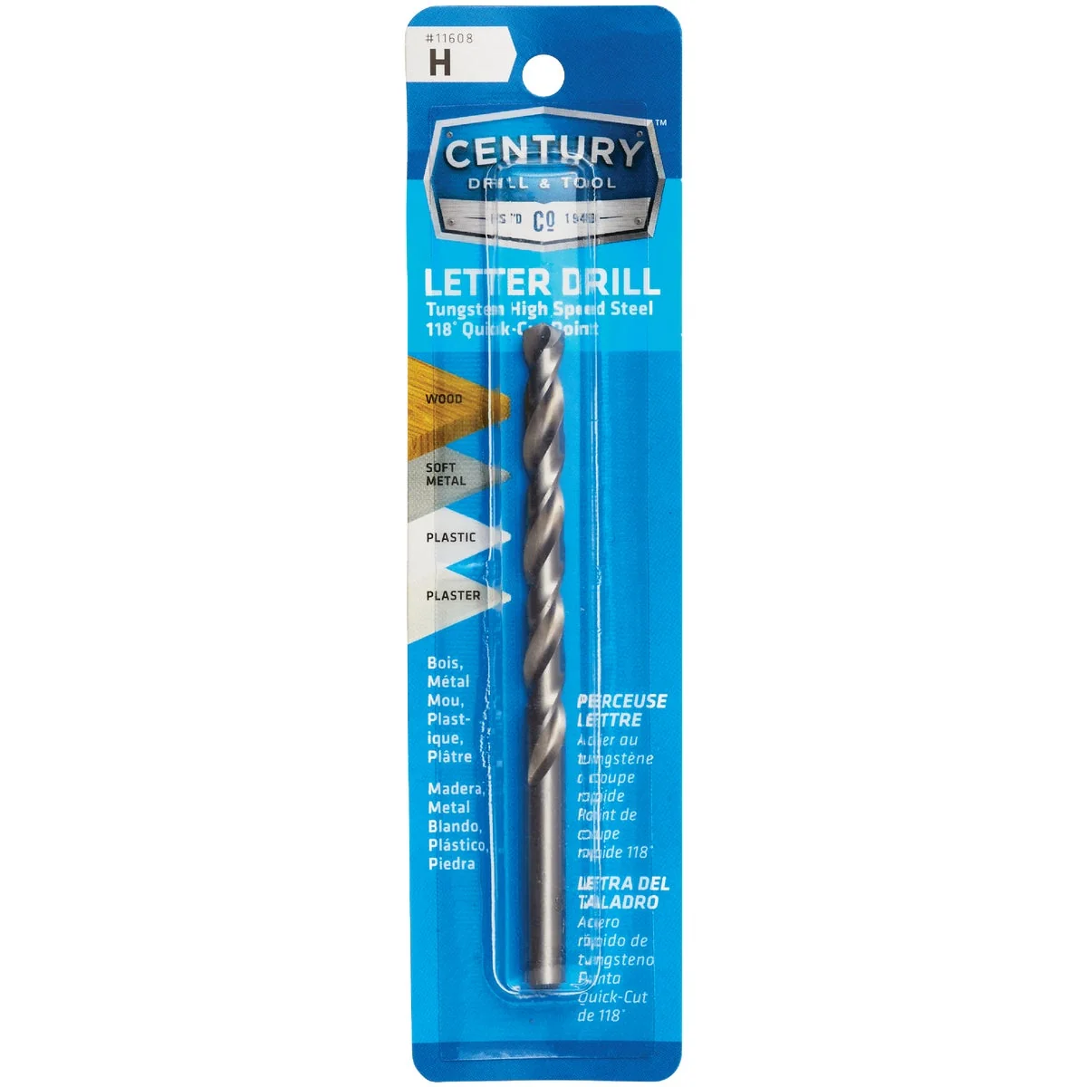 Sustainable Century Drill Tool Letter H Tungsten High Speed Steel Quick-Cut Point Drill Bit Specialty