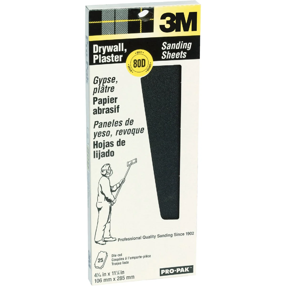 Versatile 3M Pro-Pak 80 Grit 4-3 16 In. x 11-1 4 In. Precut Drywall Sandpaper 25-Pack Modern