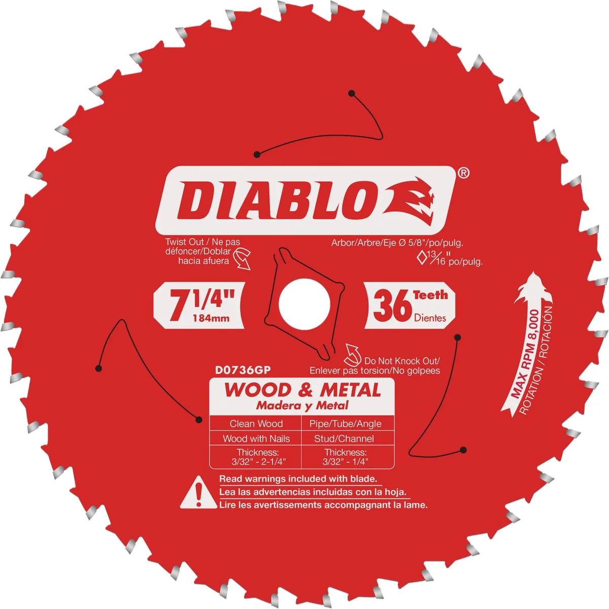 Smooth Diablo 7-1 4 In. 36-Tooth Wood Metal Circular Saw Blade Pure