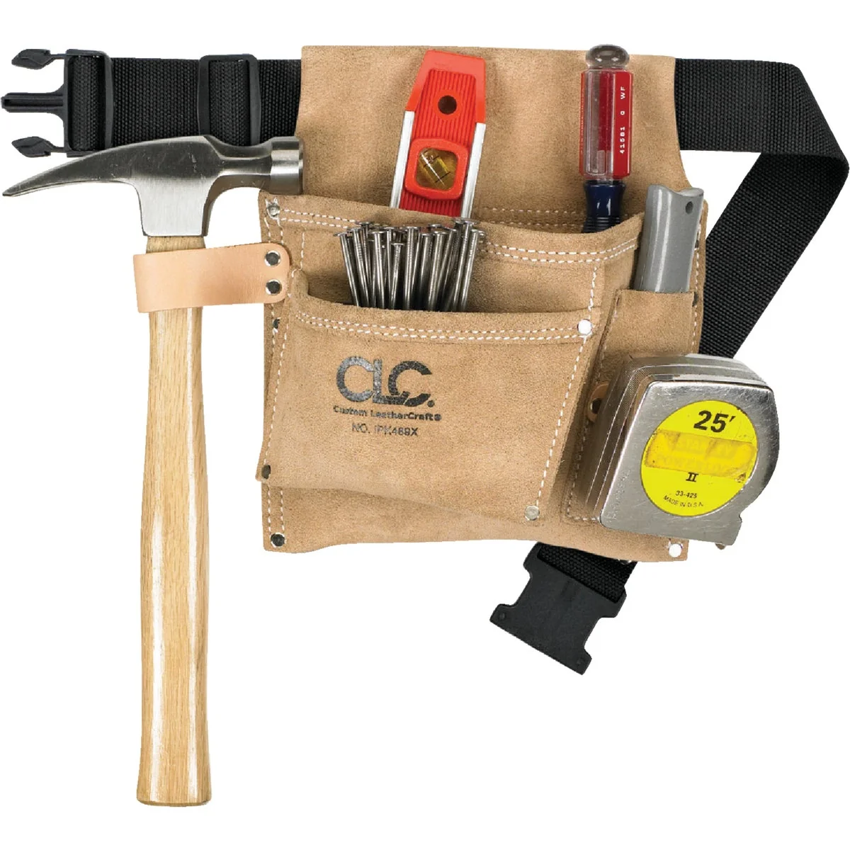 Carefully Designed CLC 3-Pocket Suede Leather Nail Tool Bag with Belt Sophisticated